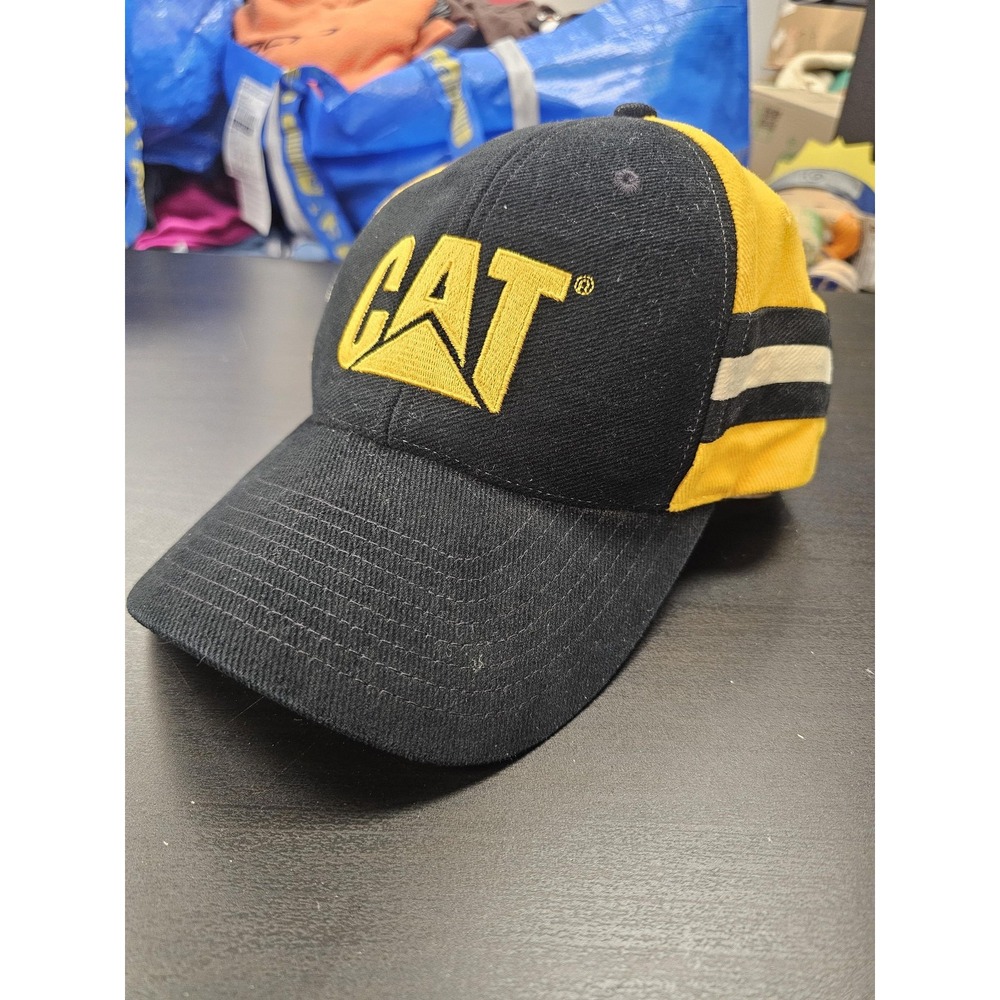 Vintage CAT Caterpillar Hat Cap Strap Back Black Embroidered One Size 00s